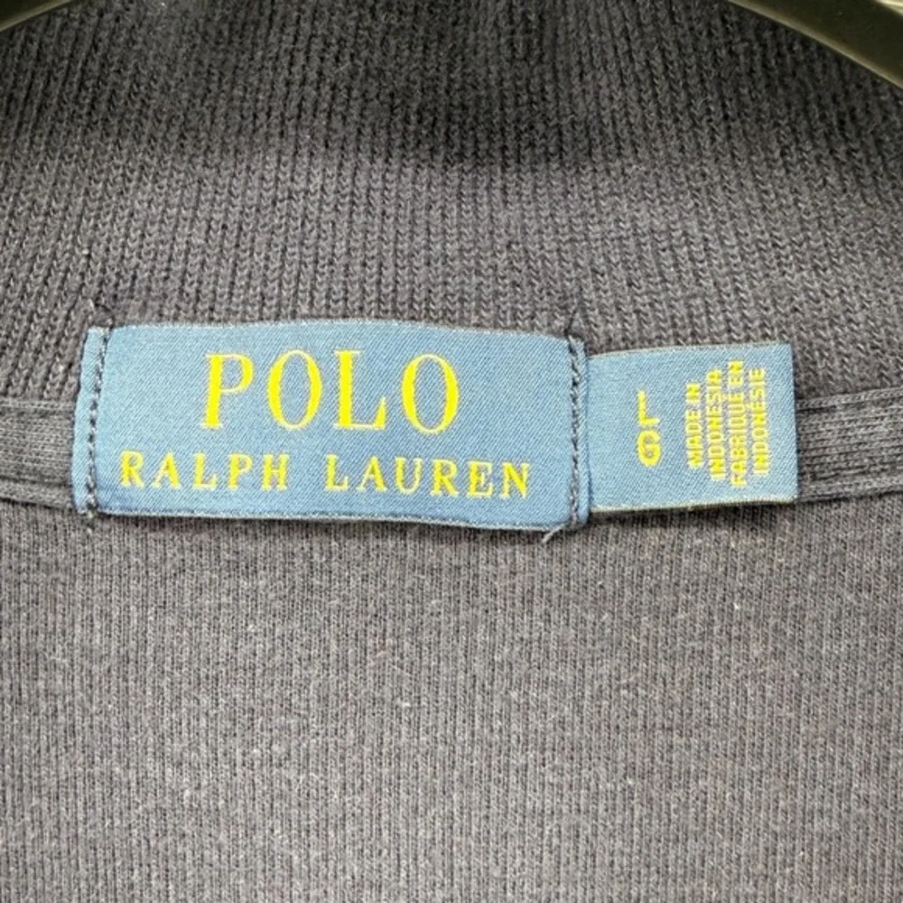 Polo Ralph Lauren Estate Rib 1/4 Zip Mens Large Pullover Navy Blue Pony Cotton‎